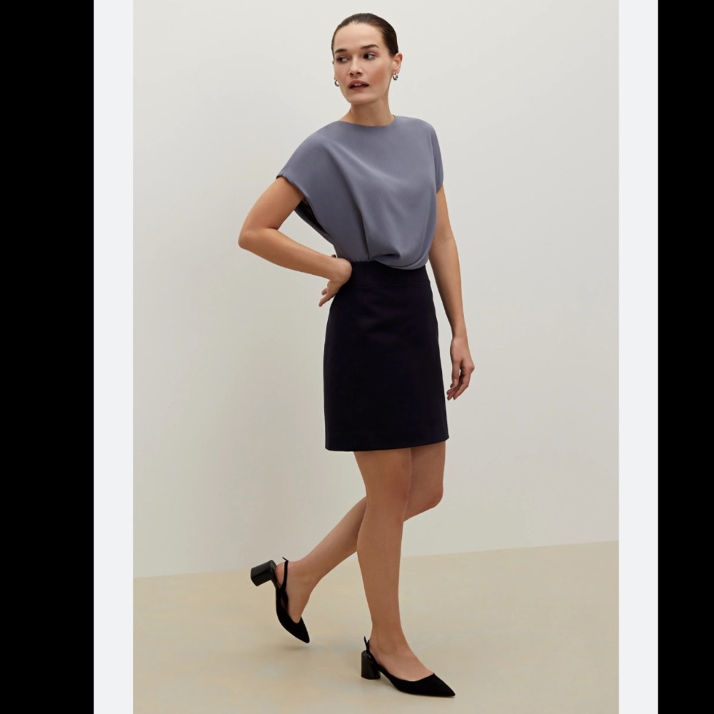 NWT MM Lafleur Rowley Skirt Easy Cotton Ink A Line Career Work Office 10